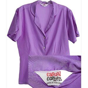 Vintage 1970s Casual Corner Button Front Blouse - Lavender - Med/Large